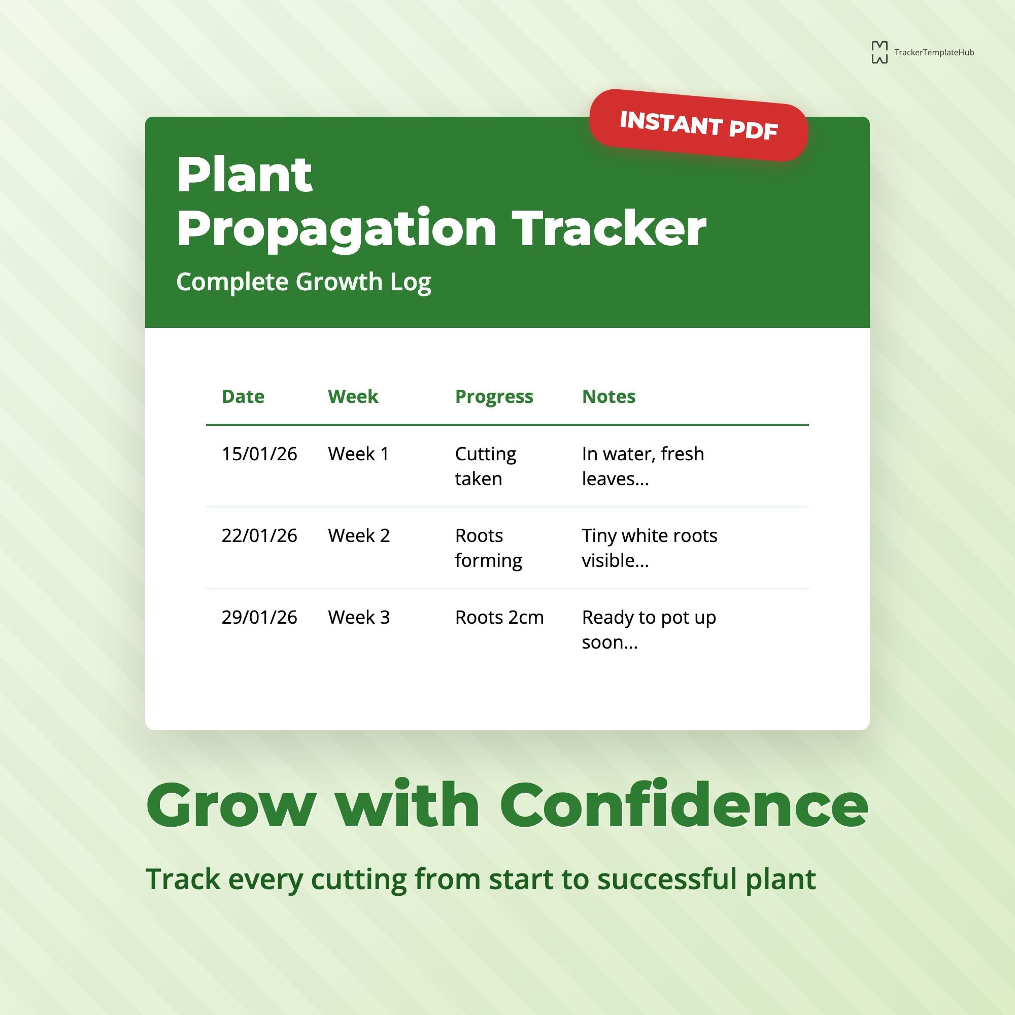 Plant Propagation Tracker | Seedling & Cutting Log (digital PDF A4/US ...