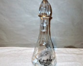 Vintage Wine Decanter is German Crystal Barware with a Gothic Village Scene