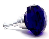 Cobalt Blue Pull Knob TEN Lot Crystal Cabinet Knob Pulls Diamond Cut Door Pull Drawer Pull K9 Crystal Cabinet Hardware