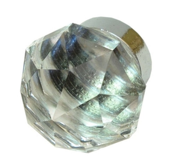 Pull Knob Crystal Glass Pull Knobs Clear Diamond Cut Small Etsy
