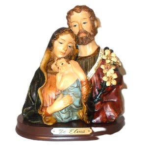 Vintage Holy Family Figurine: Large Resin Religious Home Decor