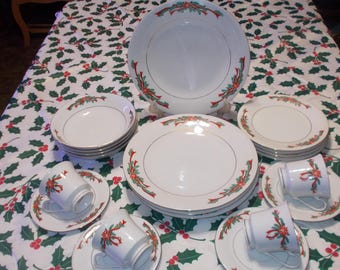 Vintage Tienshan Dinnerware Vintage Tienshan Poinsettia Ribbon