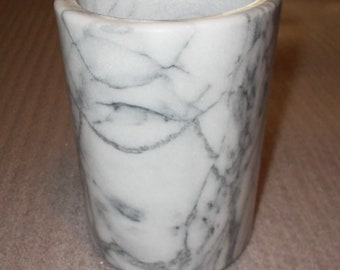 Vintage Marble Utensil Holder Crock Doubles as Classic Kitchen Decor