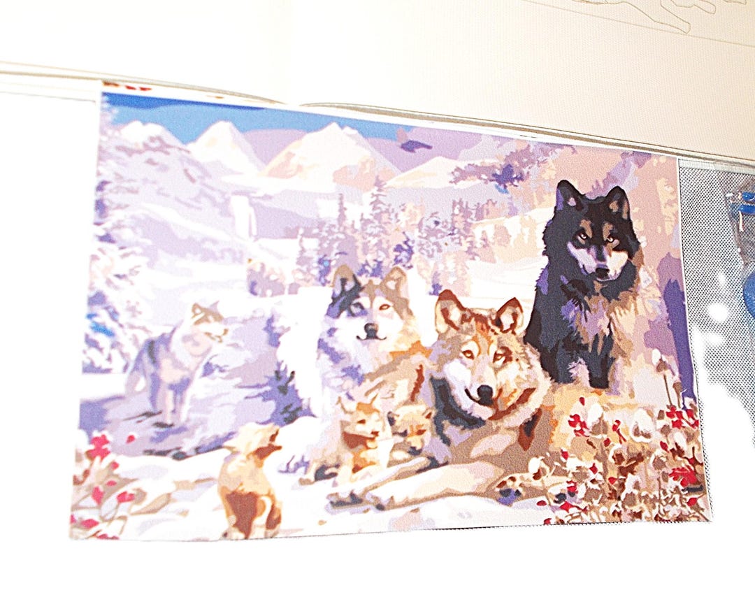 Painted Wolves Collection The PBN Pack of Wolves is an Adult Paint by Number Artwork. - Etsy