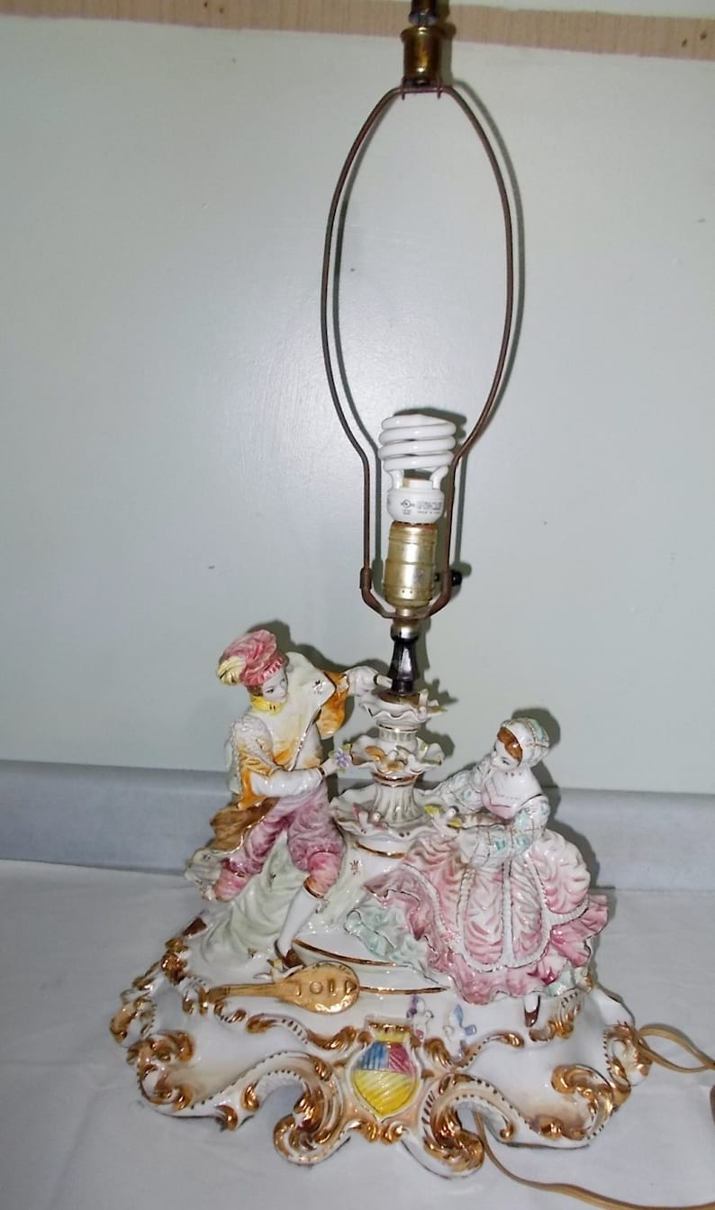 Vintage Capodimonte Figurine Table Lamp Made in ITALY Massive Etsy