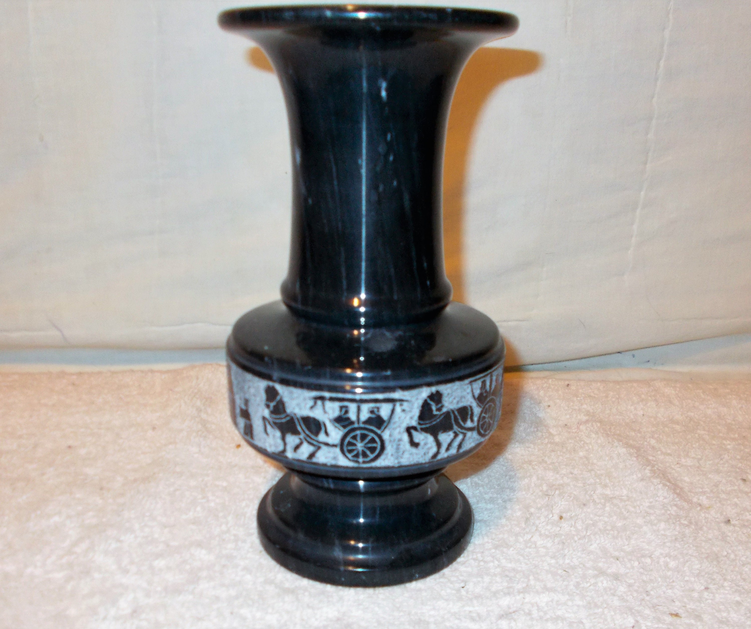 Vintage Etched Black Marble Vase is Classical Decor with Etsy