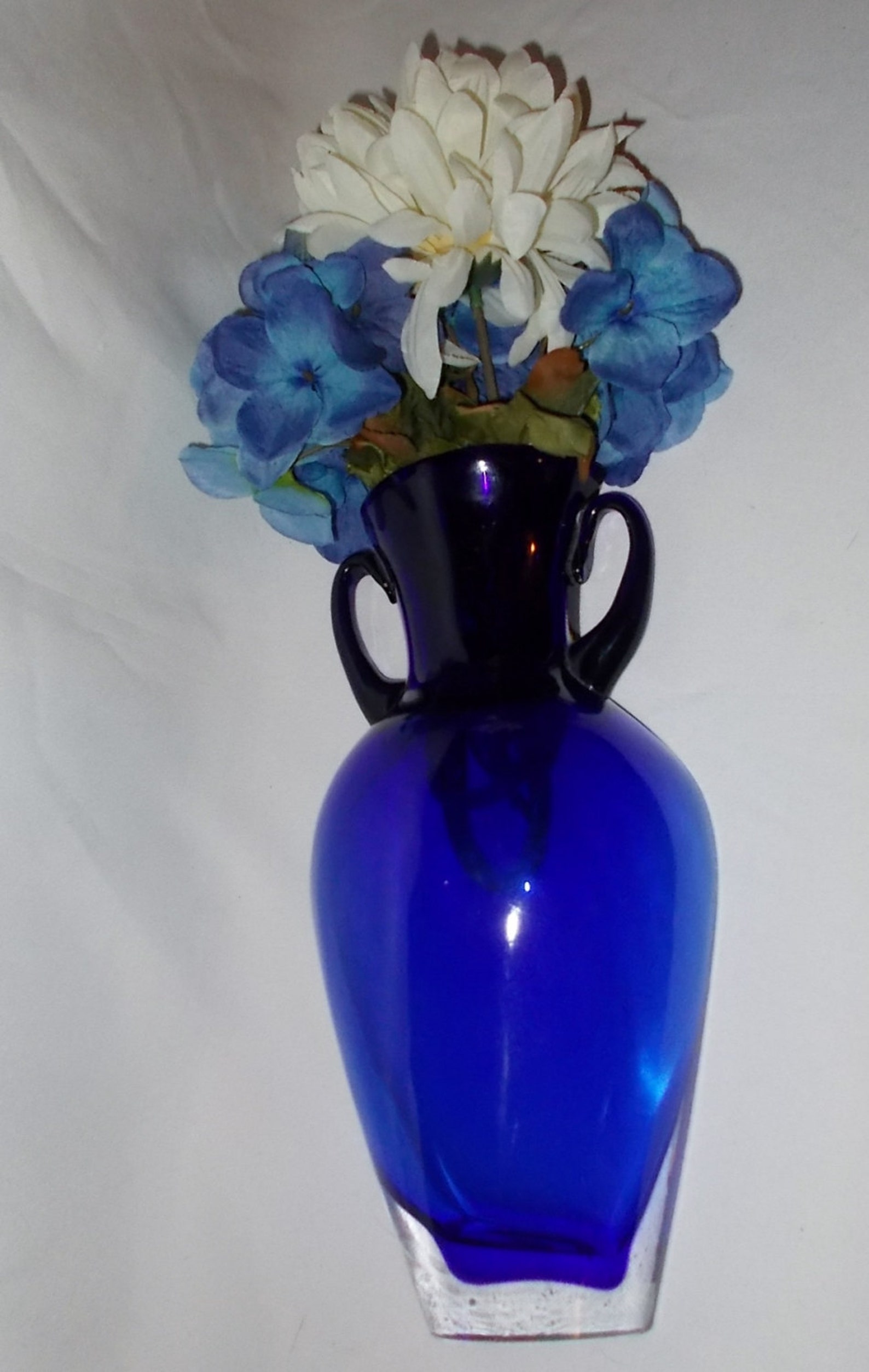 Cobalt Blue Glass Wall Pocket Jug Vase Two handle Glass Wall Etsy
