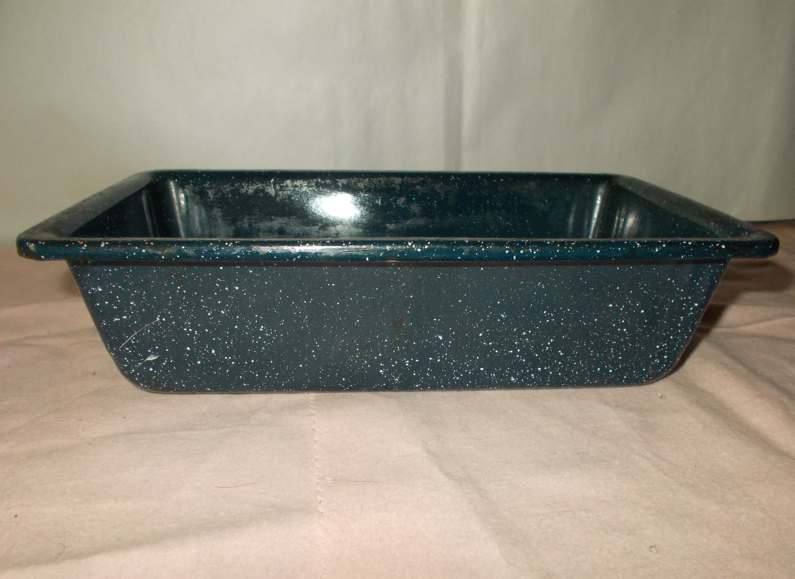 Enamelware Loaf Pan is a Blue Graniteware Bread Pan Vintage Etsy