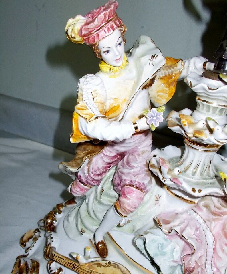 Vintage Capodimonte Figurine Table Lamp Made in ITALY Massive Etsy