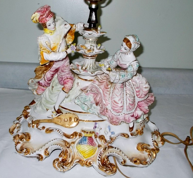 Vintage Capodimonte Figurine Table Lamp Made in ITALY Massive Etsy
