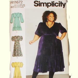 Sewing Pattern - Simplicity R11672 - Plus Size 20 - 28 Ladies Dresses -- Three Styles