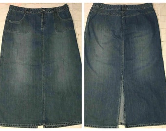 Vintage Old Navy Long Denim Skirt 15 Modest Hippie Boho Jean Skirt 34 x 37 Jean Skirt Modest Skirt Modesty Skirt Hippie Skirt Boho Skirt