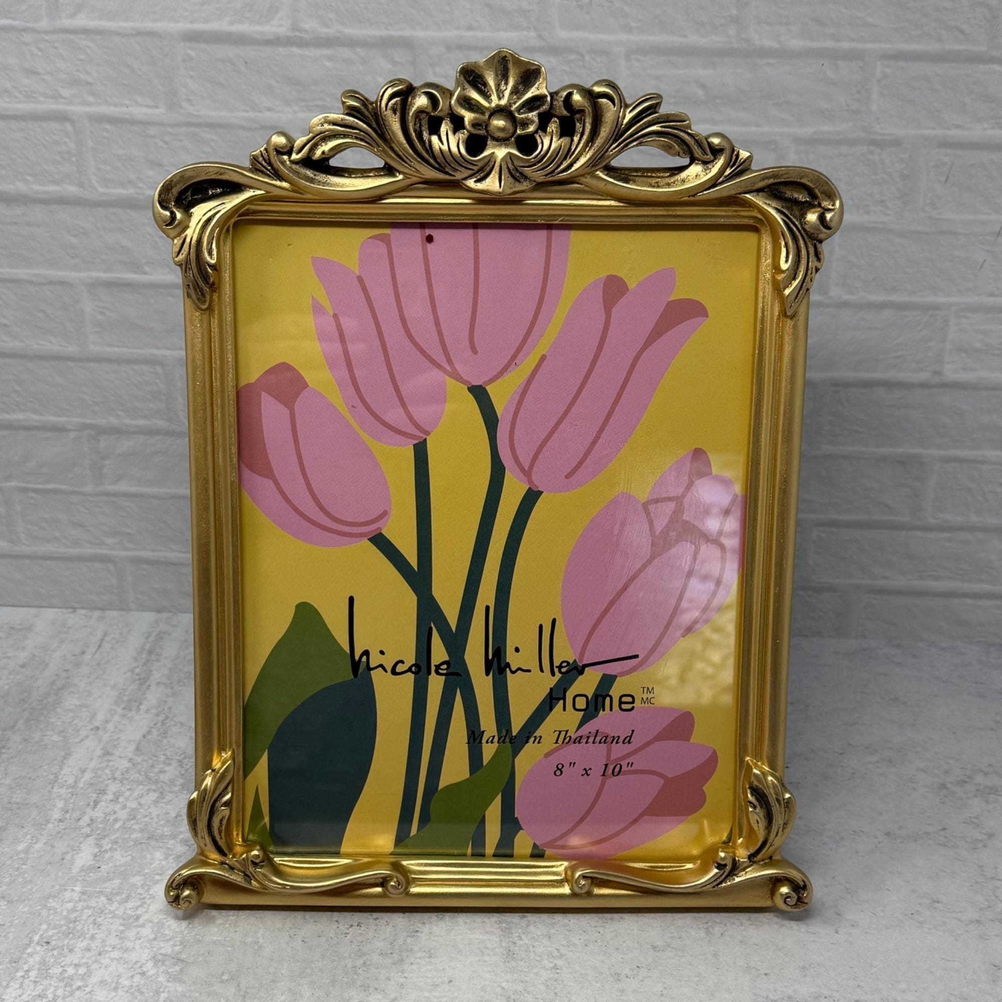 Vintage Nicole Miller Antique Gold Finish Photo Picture Frame 8x10