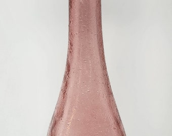 Mid Century Vintage PINK Genie Decanter Bottle San Miguel Spain Recycled Glass with Stopper Large 19" Tall Textured