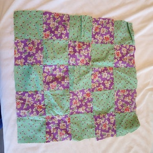 Vintage Unfinished Charming Patchwork QUILT Top Baby Blanket Doll Blanket? 17&quot; Square Hand Stitched 1930s 1940s, Vintage Quilt, Farmhouse