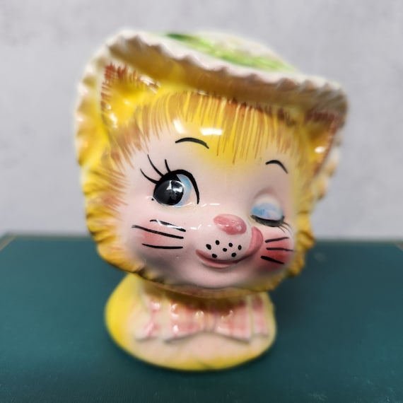 1950s Vintage Enesco Japan Miss Priss Winking Kitty Cat Salt