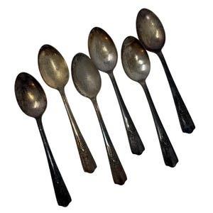 6 Vintage Oval Place Spoons Maytime Wallace Silver 1944 Harmony House Silverplate, Vintage Flatware, Vintage Tableware