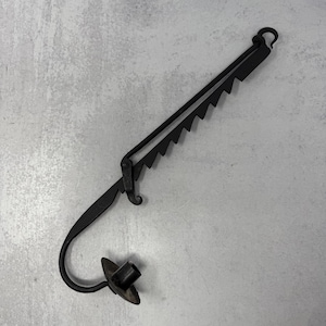 18th C Iron Trammel Single Candleholder cast Iron Sawtooth Antique 1700s Lighting Iron Adjustable Sawtooth Trammel Candle Lamp Hanging Hook