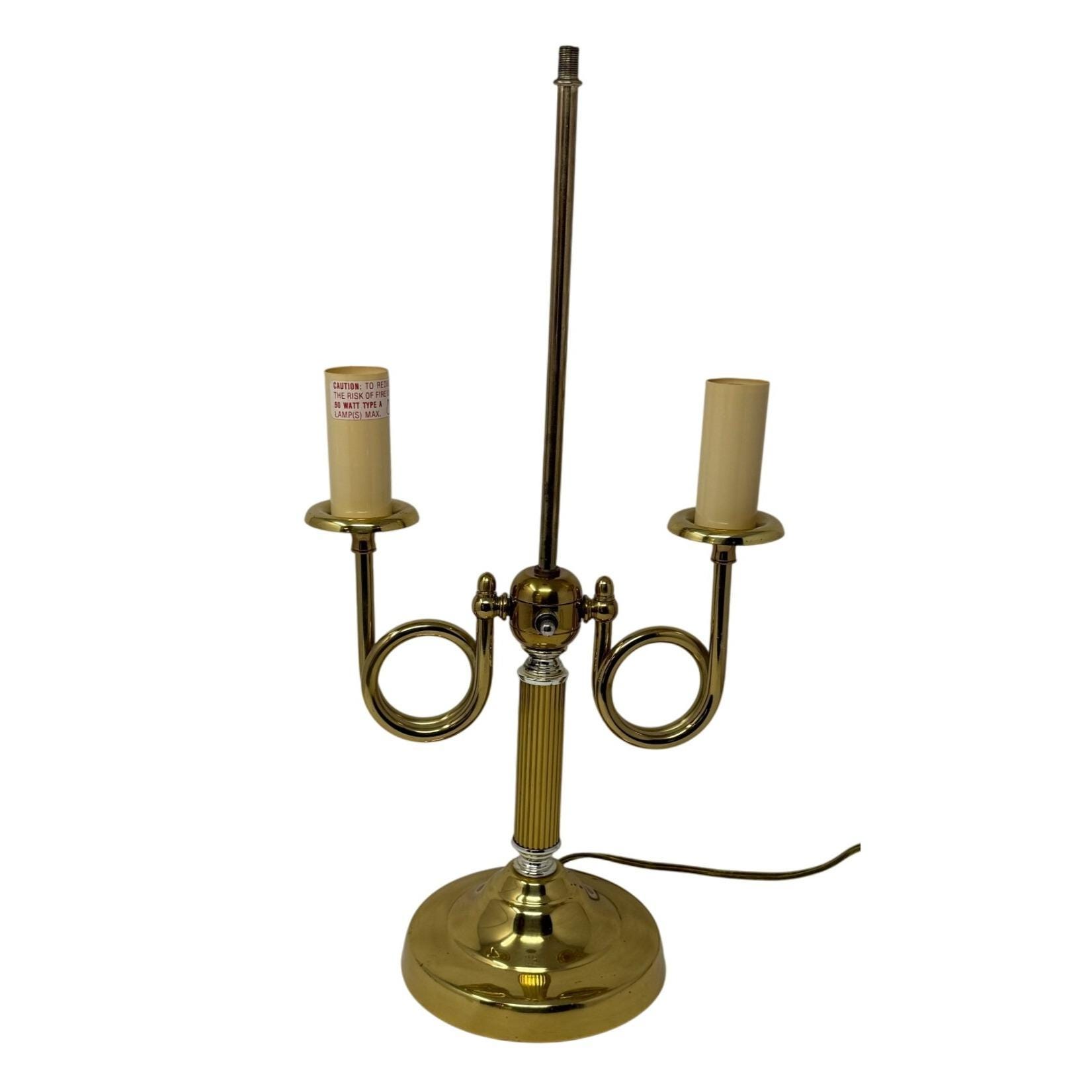 Vintage Alsy Brass & Silver Bouillotte Lamp Brass French Horn 2