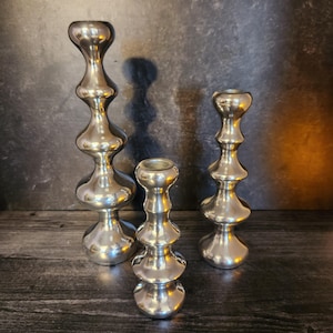 Modern Contemporary Aluminum Taper Candle Holders Set Of 3 Candlesticks, Taper Candle Holders, Tablescape