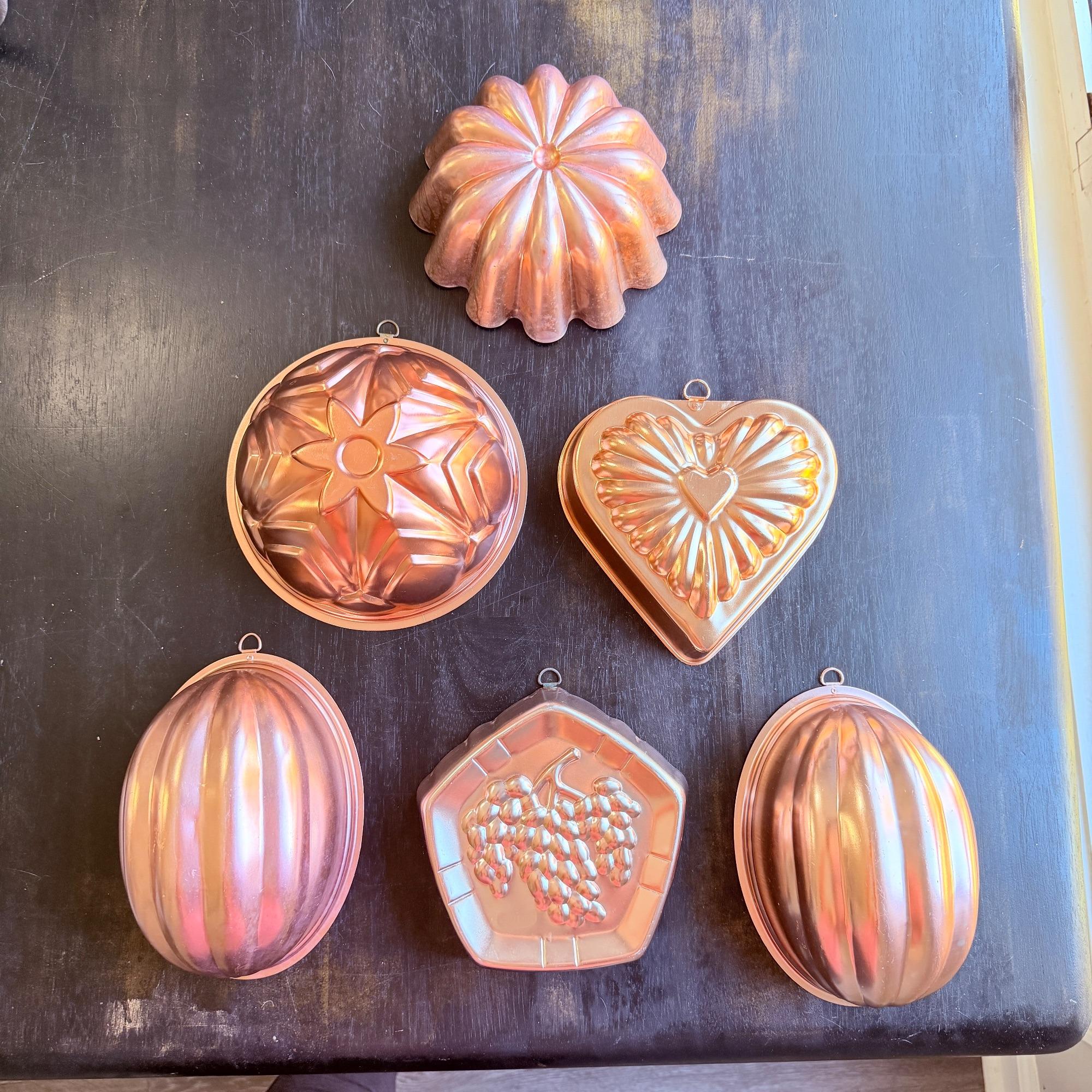 Vintage Copper Kitchen Mold Set Wall Hanging Decor Retro Bakeware