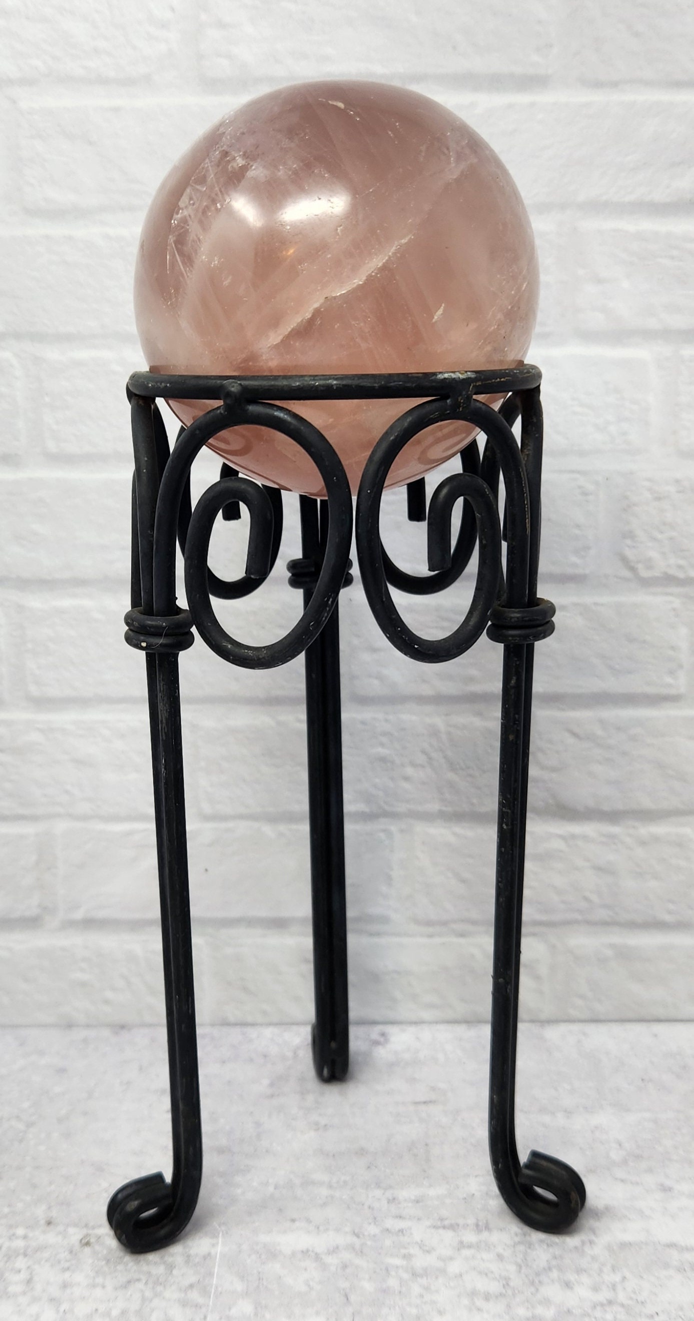 ヴィンテージ ブラック メタル スパイラル スフィア クリスタル ボール