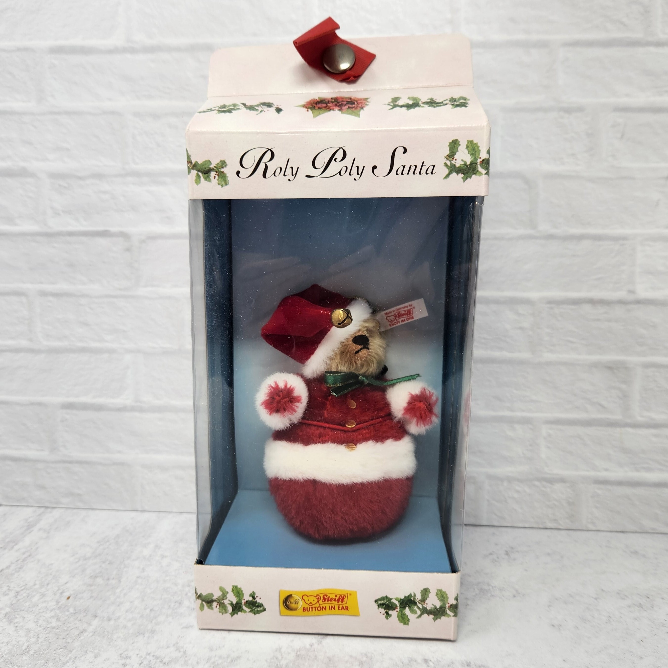 Vintage Steiff Roly Poly Santa Kerstornament EAN 037894 Vintage Steiff Roly Poly Santa Kerstornament EAN 037894