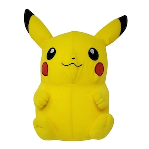 May include: A yellow plush toy featuring a character with long ears tipped in black, round red cheek patches, and large black eyes with white highlights. The figure has a small mouth, short arms, and feet, all rendered in a soft, smooth fabric.