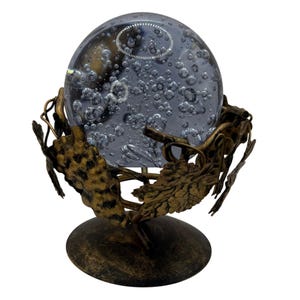 Vintage Gold Grape Vine Themed Sphere Crystal Ball Stand Orb Stand Crystal Display, Sphere Holder, Display Stand, Sphere Display Altar Décor