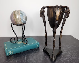 Vintage Incense Burner RAM HEADS 8.5&quot; T Cast Metal Dark Bronze Color Censer, Pagan, Witchy, Altar Tools, Incense Burner, Incense Holder