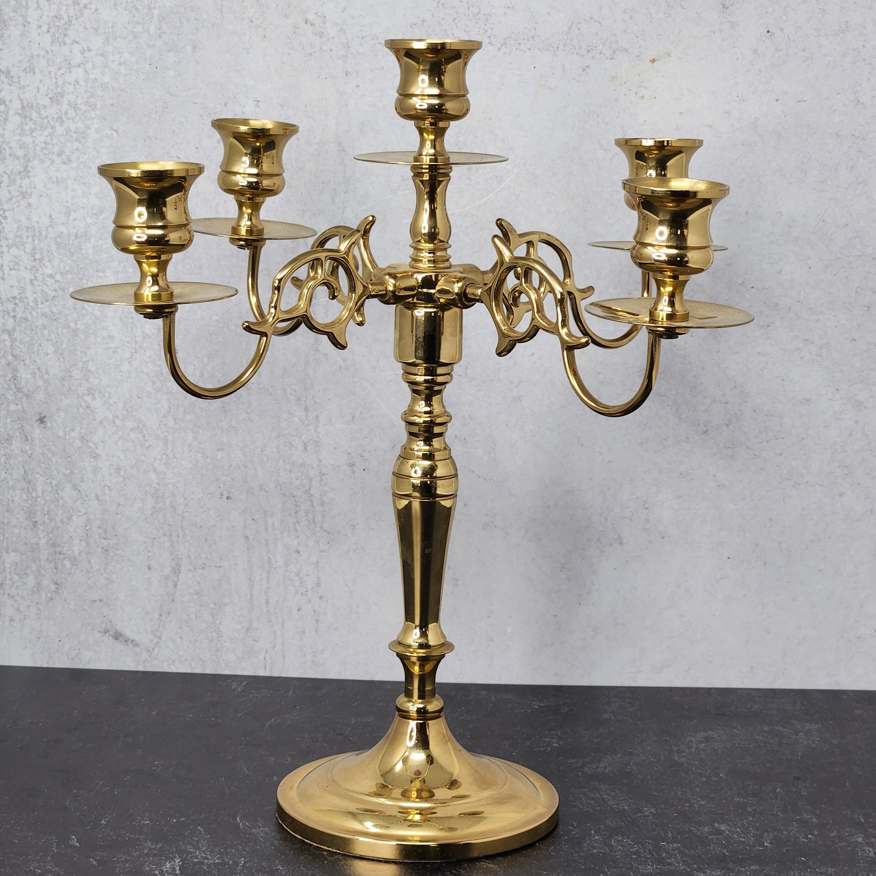 Vintage Baldwin Brass 5 Arm Candelabra Candle Holder, Converts to