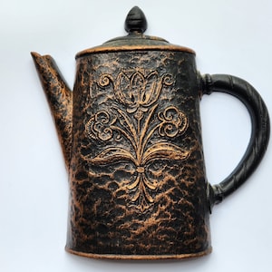 Vintage 1972 Dart Syroco Homco Bronze Color Coffee Pot Tea Kettle Kitchen Wall Décor, Retro Home Décor, Vintage Kitchen Décor, Wall Plaque