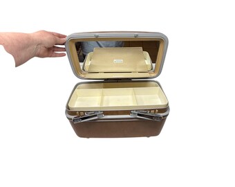 Vintage Samsonite Train Case – Brown Hard Shell Makeup