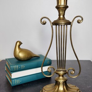 Vintage Mid Century Brass Lyre Harp Taper Candle Holder Antique, Ornate Brass CandleStick, solid brass, vintage brass, old brass candlestick