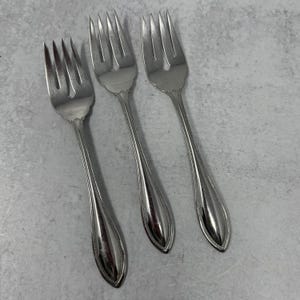 3 Arbor - American Harmony Oneida Silver Stainless Flatware Salad Forks FORK 6 7/8&quot;, Stainless Steel, Silverware, Replacement Silverware