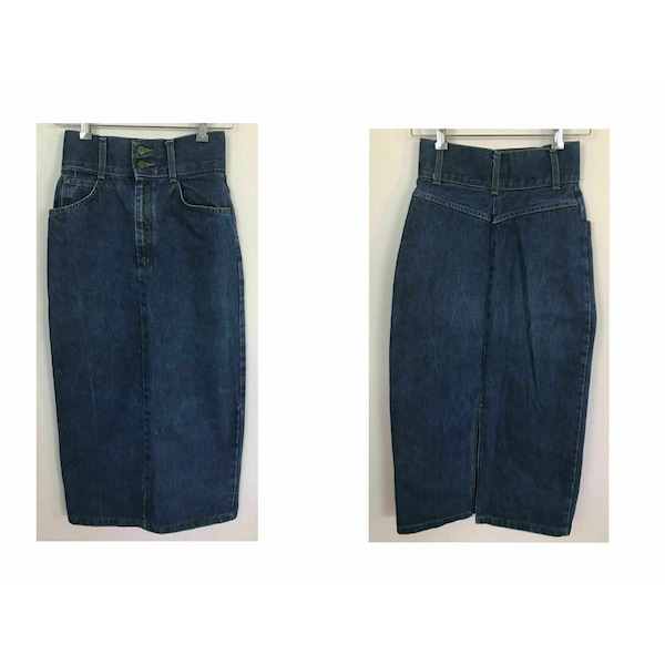 Vintage Falda Denim Mujer Cintura Alta Jean Long Pockets Mid Wash XS Small, Falda, Falda Larga, Maxi, Vintage, Boho, Falda Boho, Boho