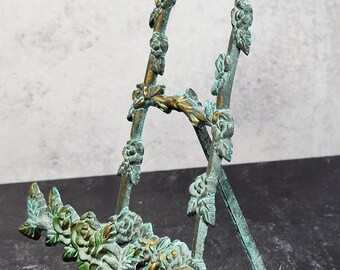Vintage Set Turquoise Blue Brass Sphere Stands Photo Holder