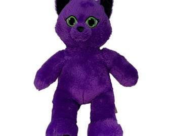 Build-A-Bear Plush Purple Magic Kitty Polyester Violet 16in Green Eyes BABW