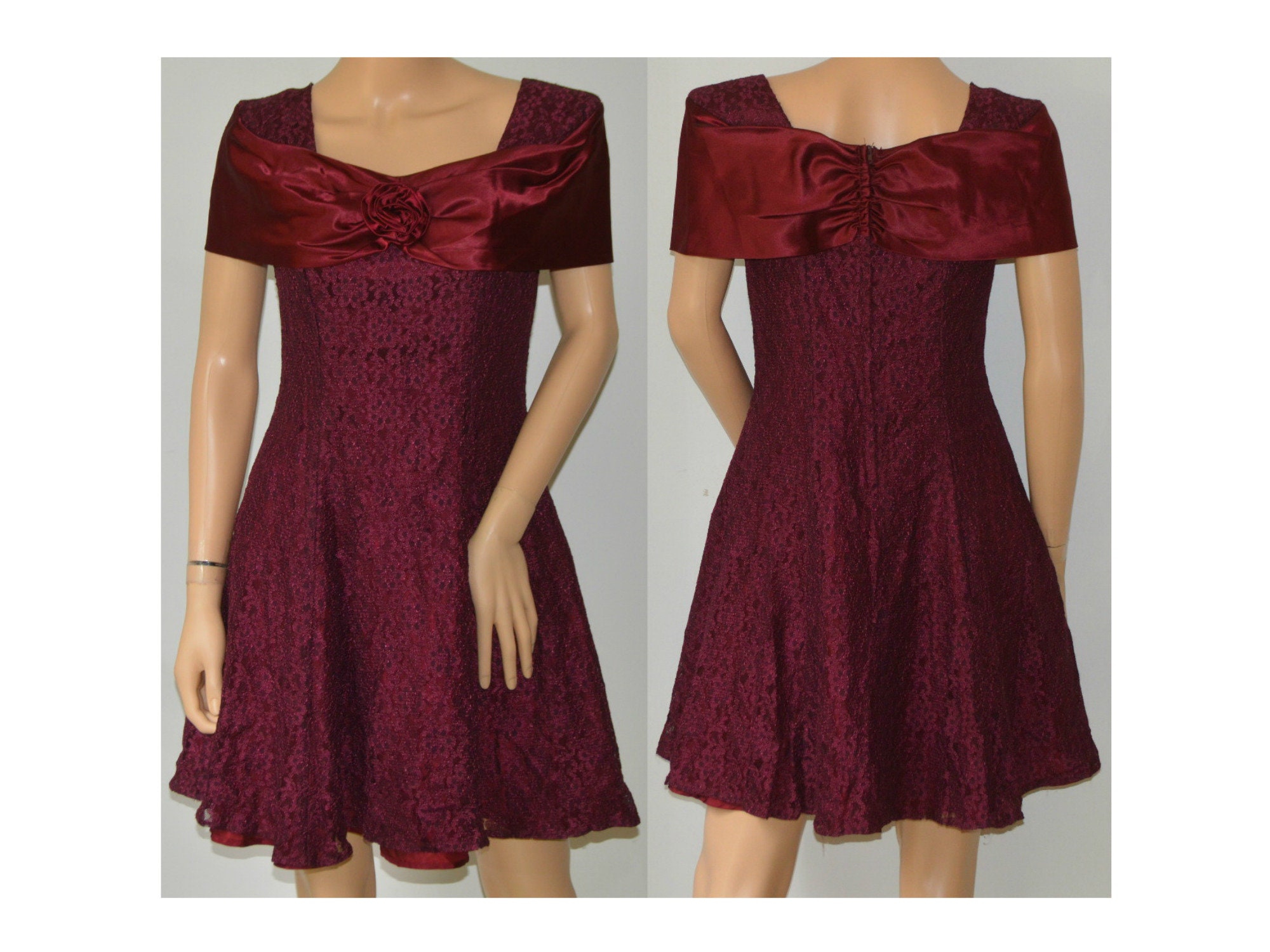 burgundy lace boho dress