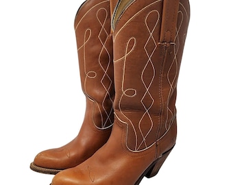 Vintage Frye Brown Leather Western Cowboy Boots, Women's 6.5