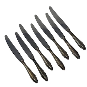 7 Vintage Dinner Knives Henckles Solingen Zwillingswerk Silverplate, Vintage Flatware, Vintage Silverware, Nicht Rostend