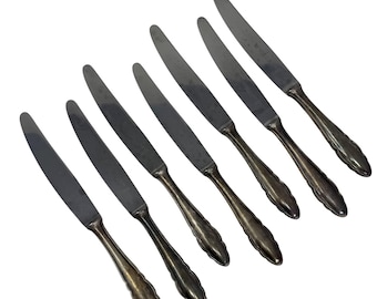 7 Vintage Speisemesser Henckles Solingen Zwillingswerk Versilbert, Vintage Besteck, Vintage Besteck, Nicht Rostend
