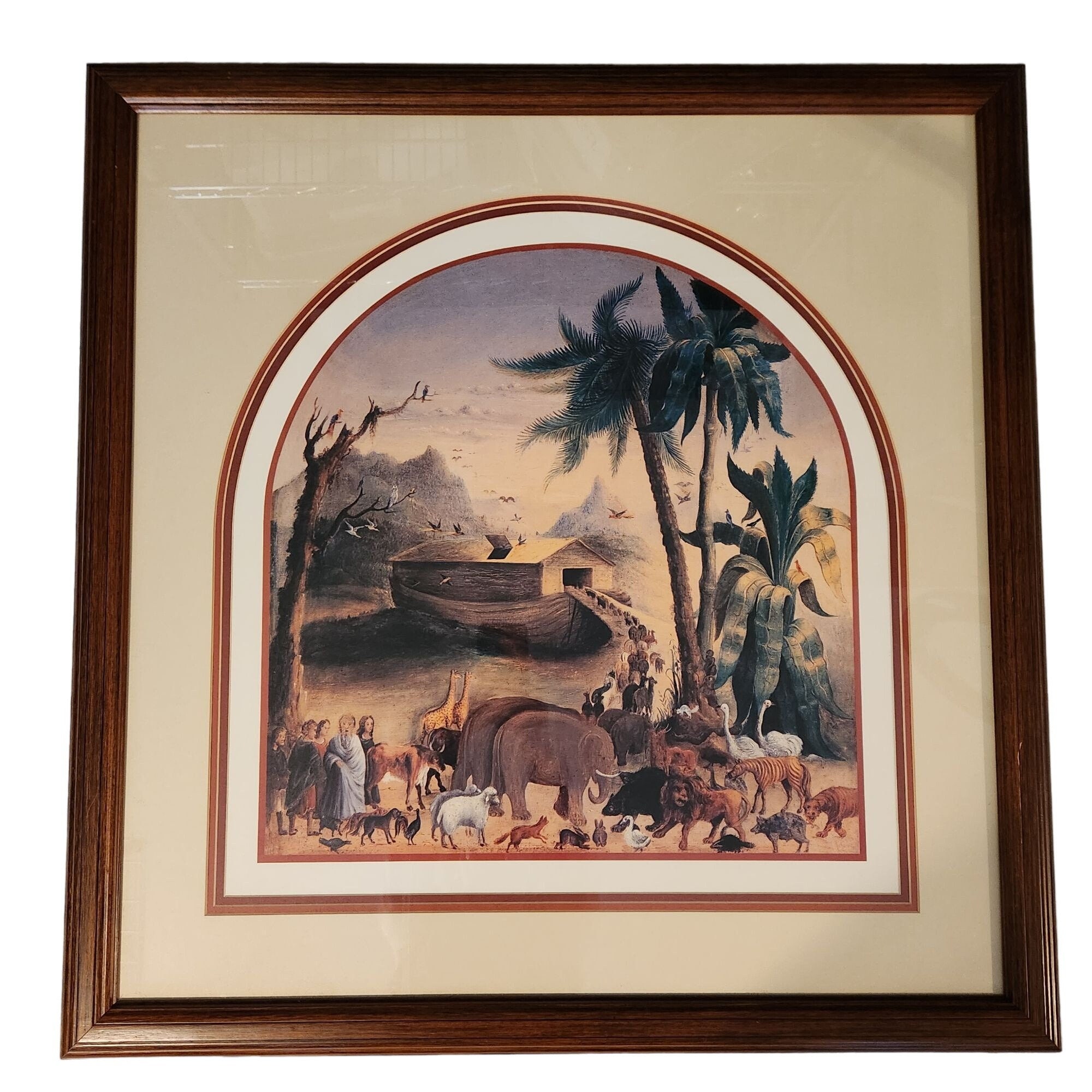 Reflection / ExistRuth Noah レア 希少 Noah's Ark by Joseph Henry Hidley Framed Lithograph Print 33.5 X