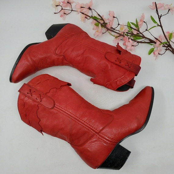 Vintage Laredo Womens Western Boots Red Leather Co
