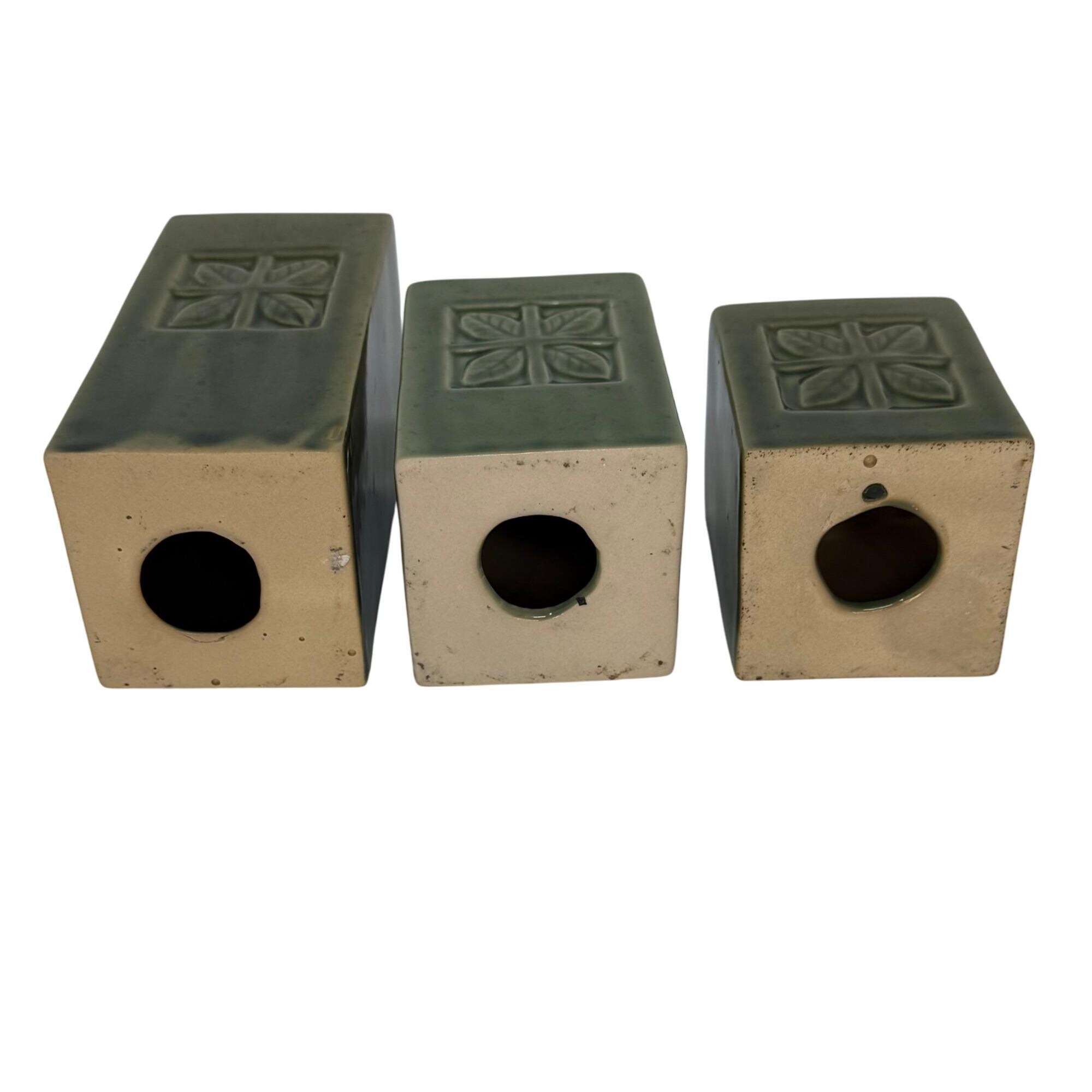 3 Pc. Leaf Candle Holder Set | MCM Handmade Ceramic Candleholder  display picture 1