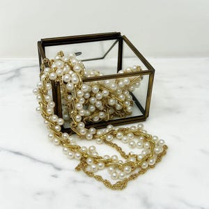 Vintage Mid Century Brass & Glass Display Box 1-7/8&quot; T Jewelry Casket with Hinged Lid – Mini Terrarium Trinket Holder – Never Displayed