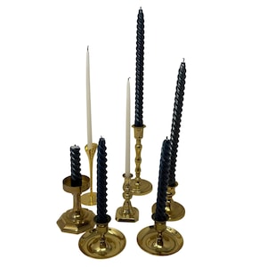 Set of 7 Mismatched Vintage Brass Candlestick Holders | Gold Candle Holders, Vintage Brass, Vintage Candlesticks, Brass Candlestick Set