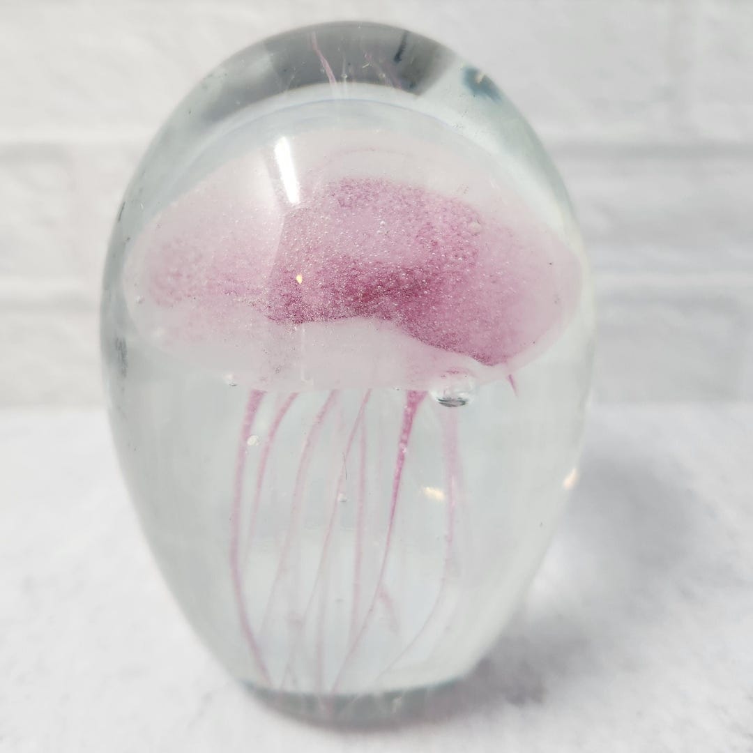 Vintage 4 Art Glass Paperweight Pink Jellyfish, Art Glass Paperweights ...
