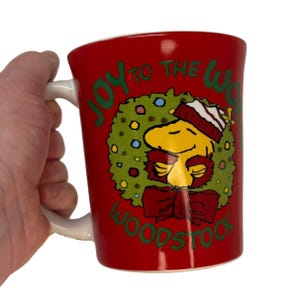 Vintage Woodstock Christmas Mug Joy to the World, Snoopy, Peanuts Coffee Cup by Gibson, snoopy love, snoopy stuff, winter snoopy