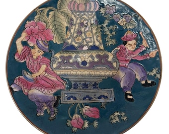 ヴィンテージ 七宝焼き 乾隆南治 中国手描き装飾皿 踊り子 - Etsy 日本